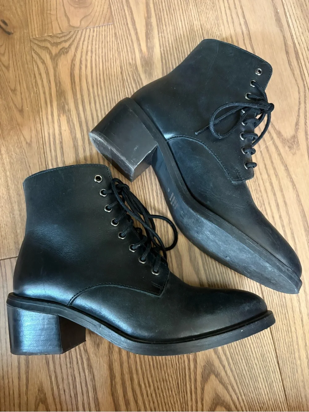 Jeffrey Campbell Black Lace-Up Leather Boots